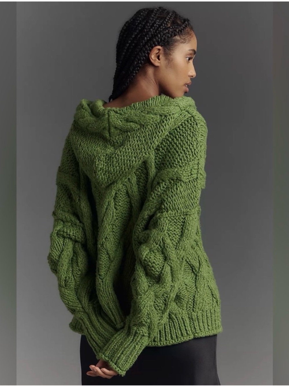 Anthropologie Pilcro Green Cable Knit Sweater with Hood - Picture 14 of 15